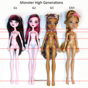 G3 Monster High Ghouls sizing info