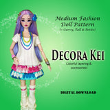 MG Decora Kei 11.5" Fashion Doll - Japanese layerable Harajuku street fawshion - Downloadable RAD Doll Clothes PDF Sewing Pattern