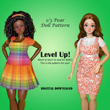 1/3 Pear Level Up! - Learn to Sew Dresses Teaching Pattern - Downloadable RAD Doll Clothes PDF Sewing Pattern