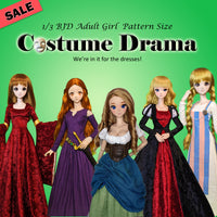 1/3 60cm Costume Drama I Bargain Bundle - A collection of Medieval and Renaissance dresses - Downloadable RAD Doll Clothes PDF Sewing Patterns