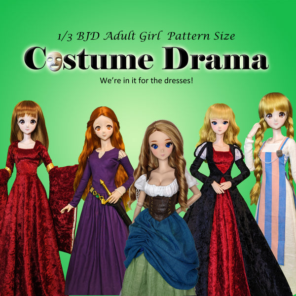 1/3 60cm Costume Drama I Bargain Bundle - A collection of Medieval and Renaissance dresses - Downloadable RAD Doll Clothes PDF Sewing Patterns