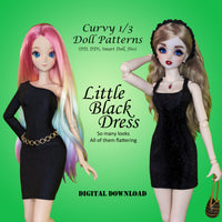 1/3 Adult Girl Little Black Dress - Customizable, Classy Sheath Cocktail Dresses - Downloadable RAD Doll Clothes PDF Sewing Pattern