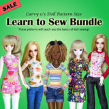 1/3 60cm BJD - Learn To Sew Bundle - Dresses, casuals, jeans & a T-Shirt - Downloadable RAD Doll Clothes PDF Sewing Pattern