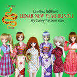 1/3 60cm Lunar New Year Bargain Bundle - Chinese Qipao, Japanese Kimono, Korean Hanbok dresses - Downloadable RAD Doll Clothes PDF Sewing Patterns