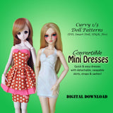 1/3 60cm SUMMER SUNDRESSES Bargain Bundle - A collection of summery dress styles - Downloadable RAD Doll Clothes PDF Sewing Patterns