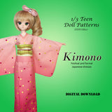 1/3 Teen DDP OB50 - Japanese Kimono - Yukata and furisode dresses - Downloadable RAD Doll Clothes PDF Sewing Pattern