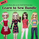 1/3 Teen DDP 50cm Obitsu - Learn To Sew Bundle - Dresses, casuals, jeans & a T-Shirt - Downloadable RAD Doll Clothes PDF Sewing Pattern