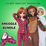 1/3 60cm Snuggle Bargain Bundle - A collection of collared pajamas and Kigurumi PJs with slippers - Downloadable RAD Doll Clothes PDF Sewing Patterns