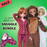 1/3 60cm Snuggle Bargain Bundle - A collection of collared pajamas and Kigurumi PJs with slippers - Downloadable RAD Doll Clothes PDF Sewing Patterns