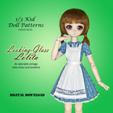 1/3 Kid MDD MSD - Looking Glass Lolita - Cute Alice dress and Apron - Downloadable RAD Doll Clothes PDF Sewing Pattern