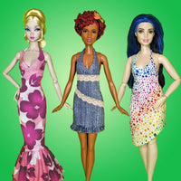 MG 11.5" Fashion Doll HALTERS - Halter tops & maxi dresses with different lengths, hems, ruffles - Downloadable RAD Doll Clothes PDF Sewing Pattern