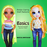 Petite Curvy 11" Fashion Doll - Learn To Sew Bundle - Dresses, casuals, jeans & a T-Shirt - Downloadable RAD Doll Clothes PDF Sewing Pattern