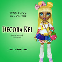 PC Decora Kei 11" Curvy Fashion Doll - Japanese layerable harajuku street fashion - Downloadable RAD Doll Clothes PDF Sewing Pattern