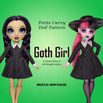 PC Goth Girl 11" Fashion Doll - Halloween Monster A-Line Dress Costume - Downloadable RAD Doll Clothes PDF Sewing Pattern