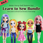 Petite Curvy 11" Fashion Doll - Learn To Sew Bundle - Dresses, casuals, jeans & a T-Shirt - Downloadable RAD Doll Clothes PDF Sewing Pattern