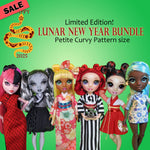 PC 11" Fashion Doll Lunar New Year Bargain Bundle - Chinese Qipao, Japanese Kimono, Korean Hanbok dresses - Downloadable RAD Doll Clothes PDF Sewing Patterns