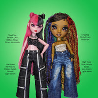 1/4 Rave! 40cm BJD & 16" Fashion Doll - Crop top camisole and wide leg flare jeans or pants - Downloadable RAD Doll Clothes PDF Sewing Pattern