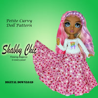 PC Shabby Chic 11" Fashion Doll - Gathered mori cottagecore boho skirt and top - Downloadable RAD Doll Clothes PDF Sewing Pattern