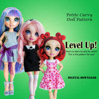 Petite Curvy 11" Fashion Doll - Learn To Sew Bundle - Dresses, casuals, jeans & a T-Shirt - Downloadable RAD Doll Clothes PDF Sewing Pattern