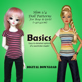 1/4 40cm Slim MSD - Learn To Sew Bundle - Dresses, casuals, jeans & a T-Shirt - Downloadable RAD Doll Clothes PDF Sewing Pattern