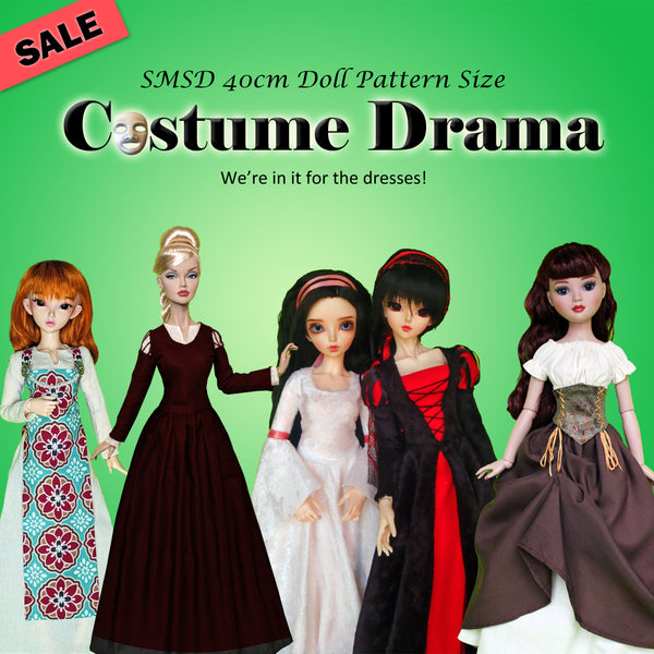 1/4 40cm Slim MSD BJD Fashion Dolls - Costume Drama 1 Bargain Bundle - Medieval and Renaissance dresses - Downloadable RAD Doll Clothes PDF Sewing Patterns