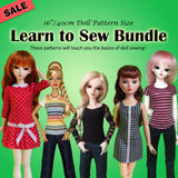 1/4 40cm Slim MSD - Learn To Sew Bundle - Dresses, casuals, jeans & a T-Shirt - Downloadable RAD Doll Clothes PDF Sewing Pattern