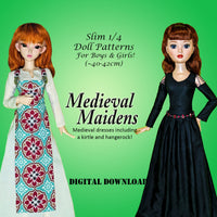 1/4 40cm Slim MSD BJD Fashion Dolls - Costume Drama 1 Bargain Bundle - Medieval and Renaissance dresses - Downloadable RAD Doll Clothes PDF Sewing Patterns