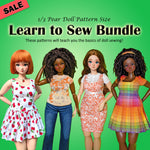 1/3 Pear - Learn To Sew Bundle - Dresses, casuals, jeans & a T-Shirt - Downloadable RAD Doll Clothes PDF Sewing Pattern