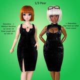 1/3 Pear Little Black Dress - Customizable, Classy Sheath Cocktail Dresses - Downloadable RAD Doll Clothes PDF Sewing Pattern