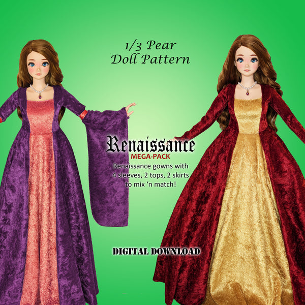 1/3 Smart Pear Vinyl BJD Dolls - Renaissance Gown Renfaire dress - Dow Requiem Art Designs 1/3 Smart Pear Vinyl BJD Dolls - Renaissance Gown Renfaire dress - Dow Requiem Art Designs