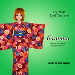 1/3 Smart Pear Vinyl BJD Dolls - Japanese Kimono: Yukata, Furisode, Shirt, & Skirt - Downloadable RAD Doll Clothes PDF Sewing Pattern