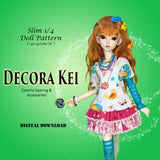 1/4 40cm BJD & 16" Fashion Doll - Decora Kei - Japanese layerable Harajuku street fashion - Downloadable RAD Doll Clothes PDF Sewing Pattern