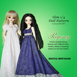 1/4 40cm Slim MSD BJD Fashion Dolls - Costume Drama 2 Bargain Bundle - Rococo, Regency, & Victorian dresses - Downloadable RAD Doll Clothes PDF Sewing Patterns