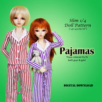 1/4 40cm Slim MSD BJD Snuggle Bargain Bundle - A collection of collared pajamas and Kigurumi PJs with slippers - Downloadable RAD Doll Clothes PDF Sewing Patterns