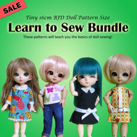 Tiny Lati YoSD - Learn To Sew Bundle - Dresses, casuals, jeans & a T-Shirt - Downloadable RAD Doll Clothes PDF Sewing Pattern