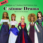 MG 11.5" Fashion Dolls Costume Drama I Bargain Bundle - A collection of Medieval and Renaissance dresses - Downloadable RAD Doll Clothes PDF Sewing Patterns