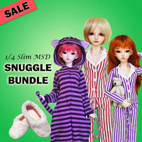 1/4 40cm Slim MSD BJD Snuggle Bargain Bundle - A collection of collared pajamas and Kigurumi PJs with slippers - Downloadable RAD Doll Clothes PDF Sewing Patterns